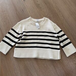Gap Striped Black and Cream Sweater